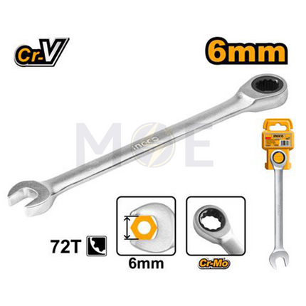 INGCO Industrial Combination Ratchet Spanner 6mm | HCSPAR061