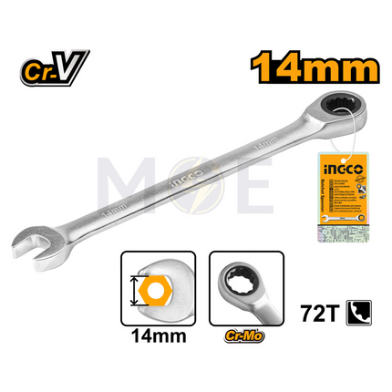 INGCO Industrial Combination Ratchet Spanner 14mm | HCSPAR141