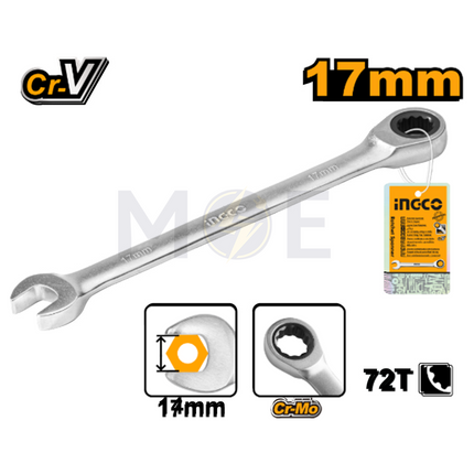 INGCO Industrial Combination Ratchet Spanner 17mm | HCSPAR171
