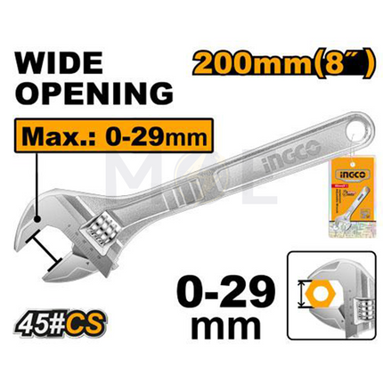INGCO Adjustable Wrench 8inch 200mm | HADW131082