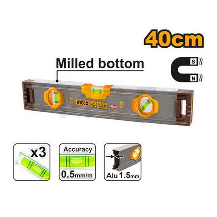 INGCO Industrial Spirit level (With powerful magnets) 40cm | HSL38040M