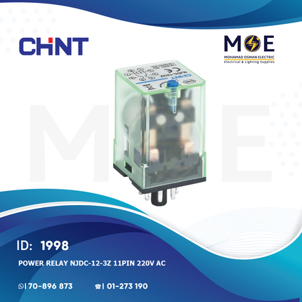 Chint Power Relay NJDC-12/3Z 11Pin 220V AC | T50020-651086 | ريليه