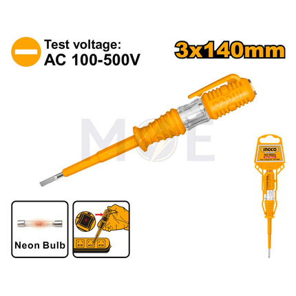 INGCO Slotted Voltage Tester Screwdriver 3X140mm | HSDT1408
