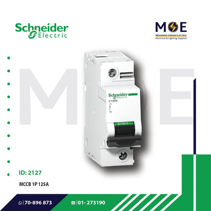 Schneider MCB 1P C 10kA 125A Fix | A9N18359 | دجنتور صناعي على سكة مفرد