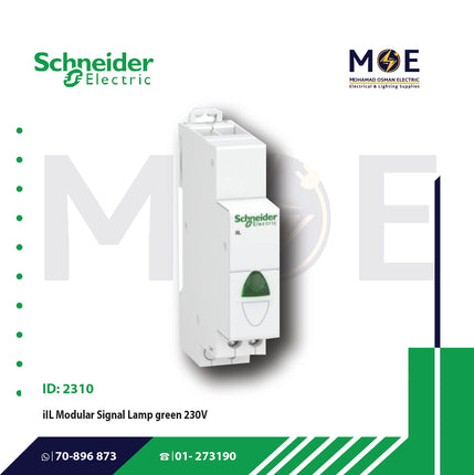 Schneider iIL Modular Signal Lamp Green 230V AC | A9E18321 | دجنتور اشارة اخضر