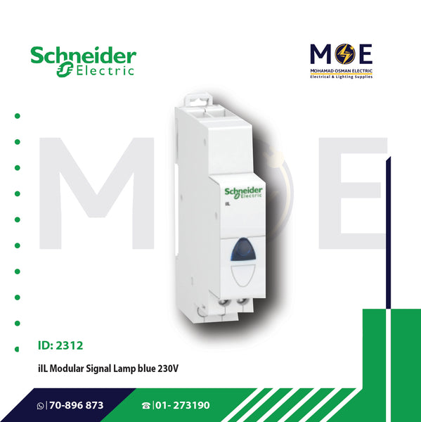 Schneider iIL Modular Signal Lamp Blue 230V AC | A9E18323 | دجنتور اشارة ازرق