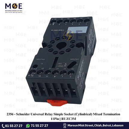 Schneider Universal Relay Simple Socket (Cylindrical) Mixed Termination 11Pin | RUZC3M | قاعدة ريليه