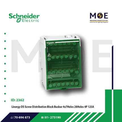 Schneider Multi-Stage Distribution Block Busbar 4x7 28 Holes (13508 & 13510) 4P 100A | LGY410028 | بارفاز درج