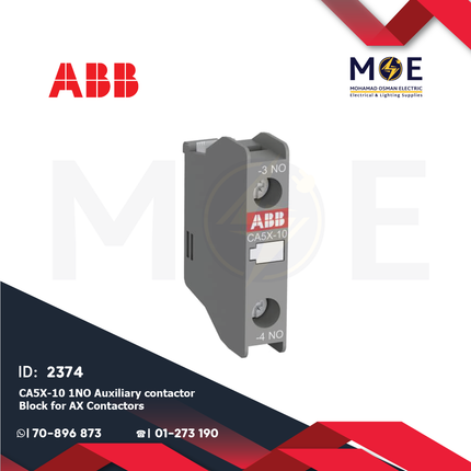 ABB CA5X-10 1NO Auxiliary Contactor Block For AX Contactors | 1SBN019010R1010 | مساعد كونتكتور - اكزليير
