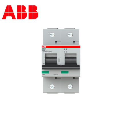 ABB MCB S802B C80 2P 16kA 80A | 2CCS812001R0804 | دجنتور صناعي على سكة