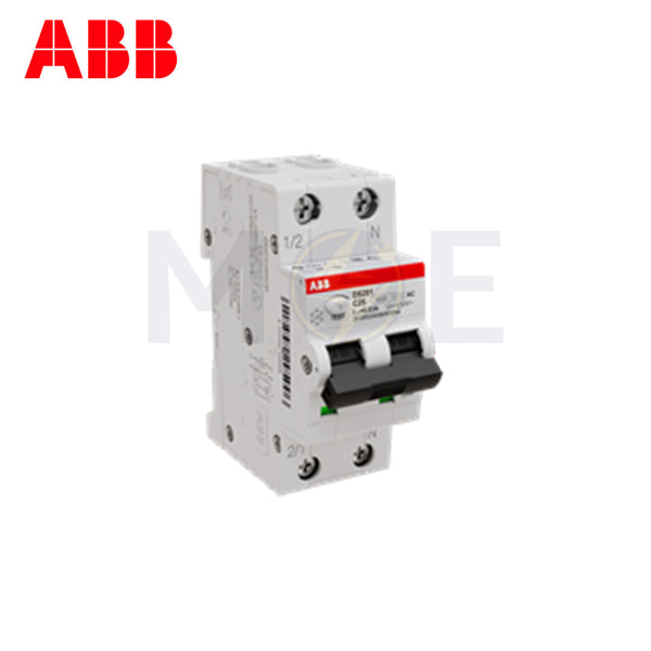 ABB RCBO DS201 C25 AC30 1P+N 30mA 25A | ABE-2CSR255040R1254 | دجنتور ديفرنسيال حماية مزدوجة - قاطع دفرنسيال مع حماية من الحمل الزائد
