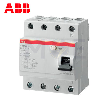 ABB RCCB FH204AC-25/0.3 4P 300mA 25A | ABE-2CSF204006R3250 | دجنتور ديفرنسيال - قاطع دفرنسيال