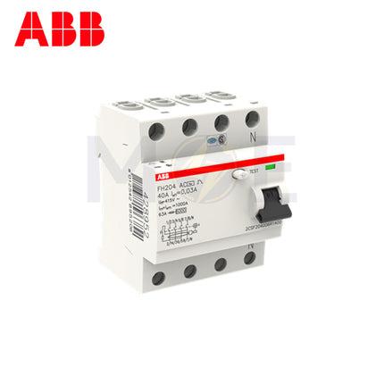 ABB RCCB FH204AC-40/0.03 4P 30mA 40A | ABE-2CSF204006R1400 | دجنتور ديفرنسيال - قاطع دفرنسيال