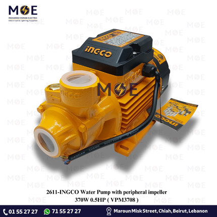 INGCO Water Pump with peripheral impeller 370W 0.5HP | VPM3708 | موتور مياه