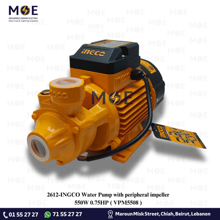 INGCO Water Pump with peripheral impeller 550W 0.75HP | VPM5508 | موتور مياه