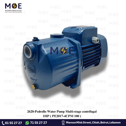 Pedrollo Water Pump Multi-stage centrifugal 1HP | PE2017-4CPM 100 | موتور مياه بلاستيك صامت
