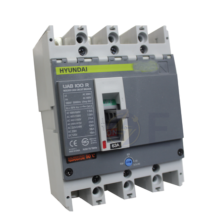 Hyundai MCB UAB100R-F 42KA 4P 63A Fix | دجنتور صناعي