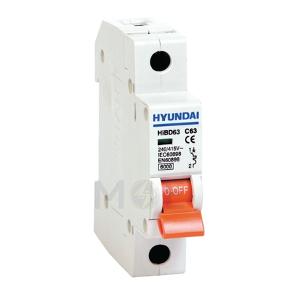 Hyundai MCB HiBD63-N 6KA 1P 15A | دجنتور كهرباء مفرد - قاطع كهربائي