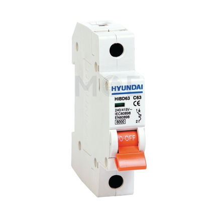 Hyundai MCB HiBD63-N 6KA 1P 4A | دجنتور كهرباء مفرد - قاطع كهربائي