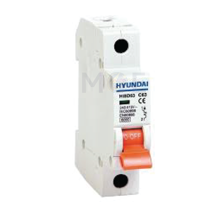 Hyundai MCB HiBD63-N 6KA 1P 1A | N-DIJ1P01-HiBD63N | دجنتور كهرباء مفرد - قاطع كهربائي