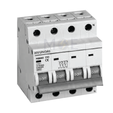 Hyundai MCB HiBD63-E 3KA 4P 50A | E-Dij4p50 | دجنتور كهرباء ثلاثة فاز مع نتر - قاطع كهربائي رباعي