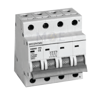 Hyundai MCB HiBD63-E 3KA 4P 40A | دجنتور كهرباء ثلاثة فاز مع نتر - قاطع كهربائي رباعي