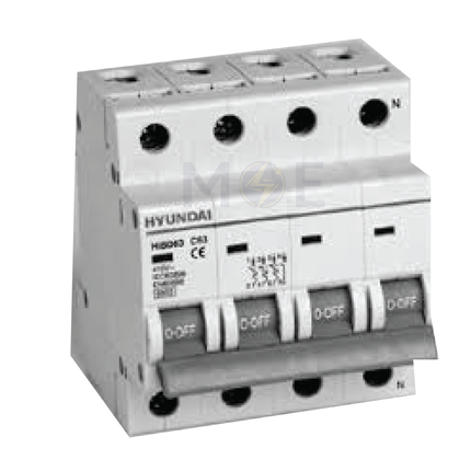 Hyundai MCB HiBD63-E 3KA 4P 40A | دجنتور كهرباء ثلاثة فاز مع نتر - قاطع كهربائي رباعي