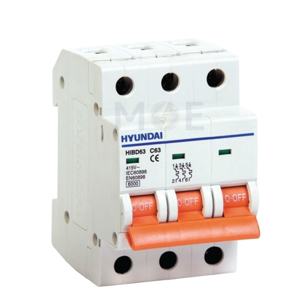 Hyundai MCB HiBD63-E 3KA 3P 50A | دجنتور كهرباء ثلاثة فاز