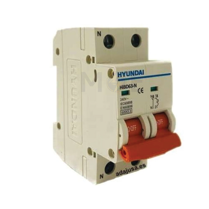 Hyundai MCB HiBD63-E 3KA 2P 25A | دجنتور كهرباء مجوز - قاطع كهربائي