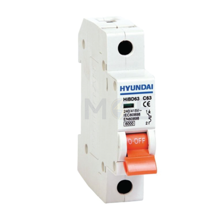 Hyundai MCB HiBD63-E 3KA 1P 63A | دجنتور كهرباء مفرد - قاطع كهربائي