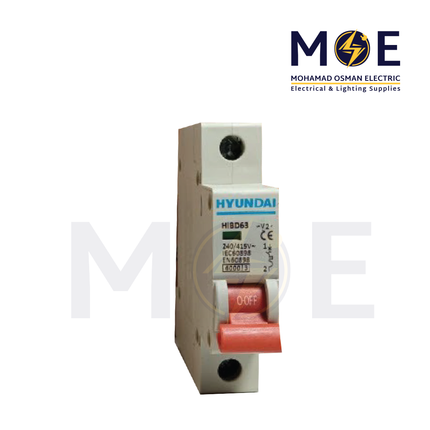 Hyundai MCB HiBD63-E 3KA 1P 50A | دجنتور كهرباء مفرد - قاطع كهربائي