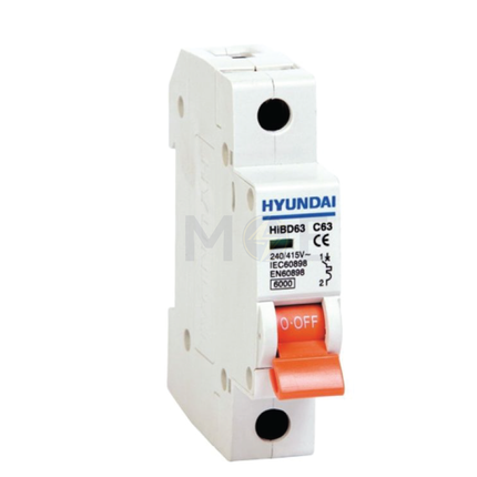 Hyundai MCB HiBD63-E 3KA 1P 6A | دجنتور كهرباء مفرد - قاطع كهربائي
