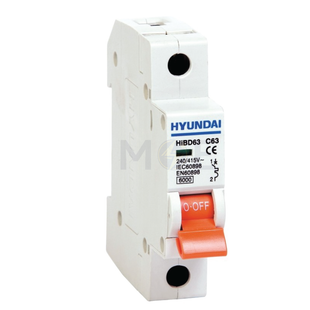 Hyundai MCB HiBD63 F3A00Y-C 6KA 1P 20A | دجنتور كهرباء مفرد - قاطع كهربائي