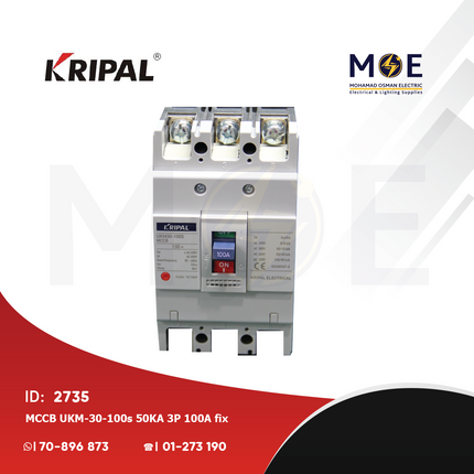 Kripal MCCB UKM-30-100s 50kA 3P 100A fix | M30-100S0753P | دجنتور صناعي