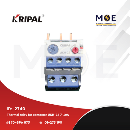 Kripal Thermal Relay For Cont. UKH-22 7-10A | ترميك للكونتكتور