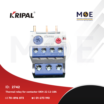 Kripal Thermal Relay For Cont. UKH-22 12-18A | ترميك للكونتكتور