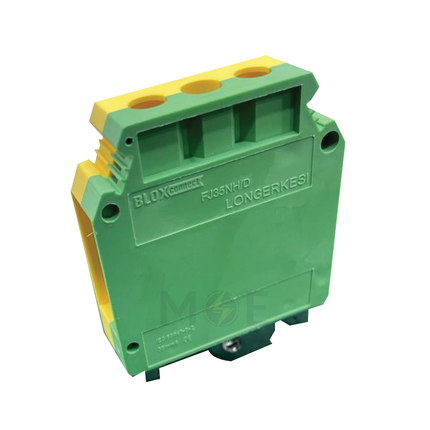 Blox Rail Terminal Block 0.75-35mm Earth Green/Yellow | Din5-FJ35NE-gy Earth FJ35NH / D | جنكسيون سكة برغي