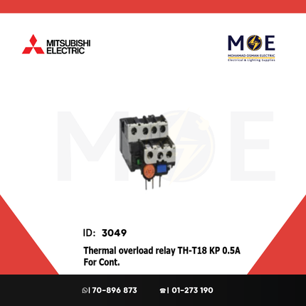 Mitsubishi Thermal Overload Relay TH-T18 KP 0.5A For Cont. ST10/12/20 0.4-0.6A | ترميك للكونتكتور