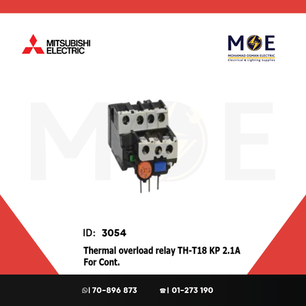 Mitsubishi Thermal Overload Relay TH-T18 KP 2.1A For Cont. ST10/12/20 1.7-2.5A | ترميك للكونتكتور