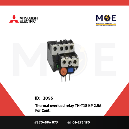 Mitsubishi Thermal Overload Relay TH-T18 KP 2.5A For Cont. ST10/12/20 2-3A | ترميك للكونتكتور