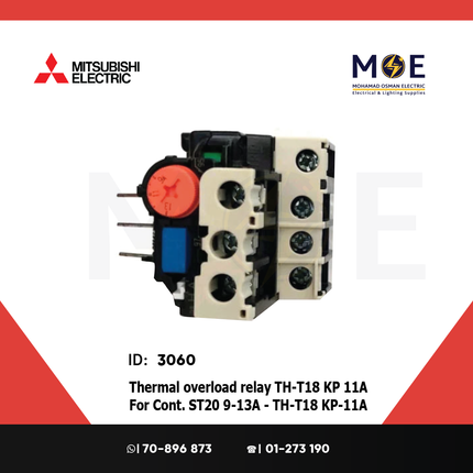 Mitsubishi Thermal Overload Relay TH-T18 KP 11A For Cont. ST20 9-13A | ترميك للكونتكتور