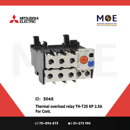 Mitsubishi Thermal Overload Relay TH-T25 KP 2.5A For Cont. ST21/25/35/50 2-3A | ترميك للكونتكتور