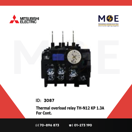 Mitsubishi Thermal Overload Relay TH-N12 KP 1.3A For Cont. SN11/12 1-1.6A | ترميك للكونتكتور