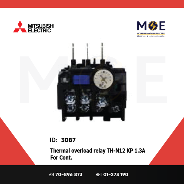 Mitsubishi Thermal Overload Relay TH-N12 KP 1.3A For Cont. SN11/12 1-1.6A | ترميك للكونتكتور