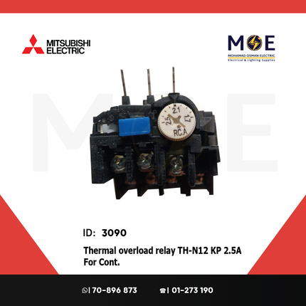 Mitsubishi Thermal Overload Relay TH-N12 KP 2.5A For Cont. SN11/12 2-3A | ترميك للكونتكتور