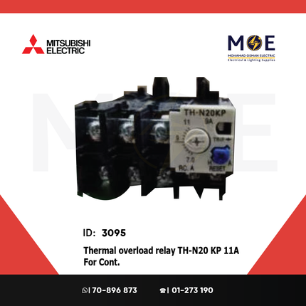 Mitsubishi Thermal Overload Relay TH-N20 KP 11A For Cont. SN20/21/25/35 9-13A | ترميك للكونتكتور