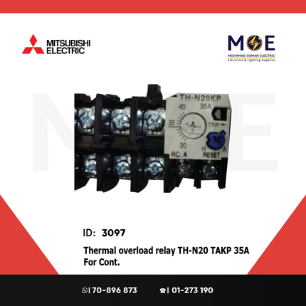 Mitsubishi Thermal Overload Relay TH-N20 TAKP 35A For Cont. SN35 30-40A | ترميك للكونتكتور