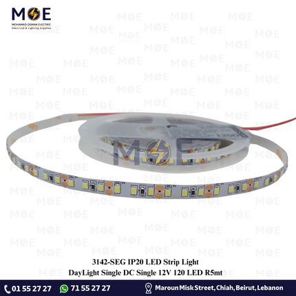 SEG IP20 LED Strip Light Single DayLight DC 12V 120Led R5mt | بكرة ستريب ليد دايلايت