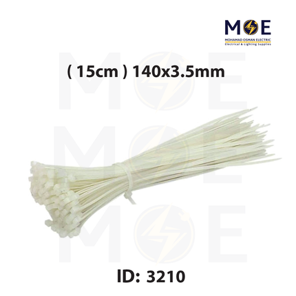 ELEMATIC Cable Tie White ( Natural ) ( 15cm ) 140x3.5mm | 05209 | رباط بلاستيك ابيض