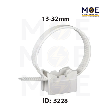 ELEMATIC CABLE Tie FIXING CONDUIT Gray | Clamping Collar 13-32mm | 3565510 | رباط بلاستيك مع قاعدة
